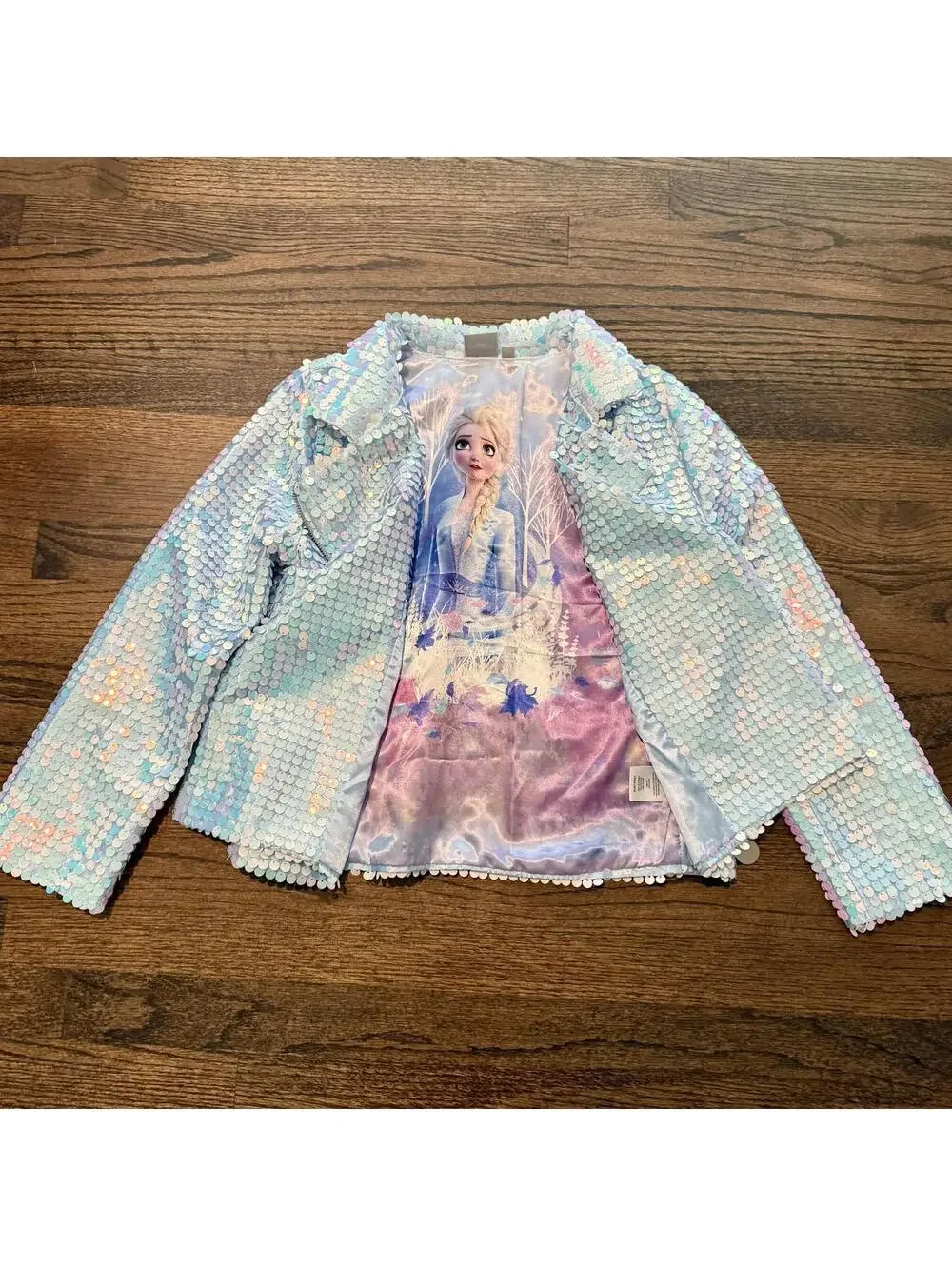 Disney Frozen II Elsa Iridescent Sequin Girls Jacket Size Large 10-12